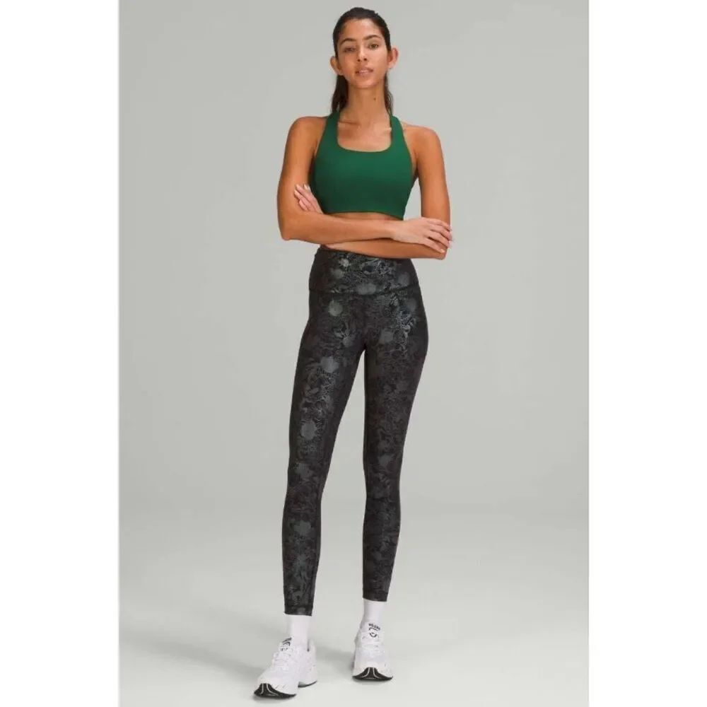 Lululemon NEW size 20 Wunder Under high rise tights leggings green foil
